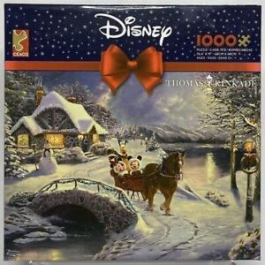 Ceaco Disney Mickey and Minnie Evening Sleigh Ride Jigsaw Puzzle Thomas Kinkade